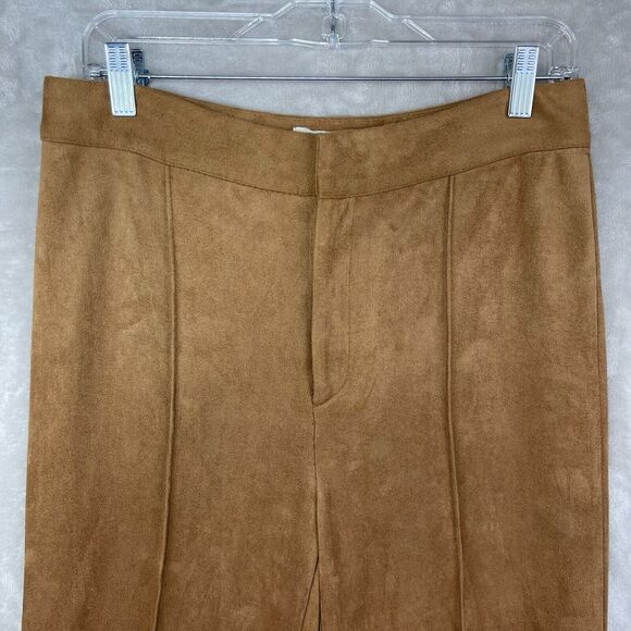 Rockin C Womens Large Tan Suedey Wide Flared Leg Pants 70s Rodeo Cowgril Western - Picture 2 of 14